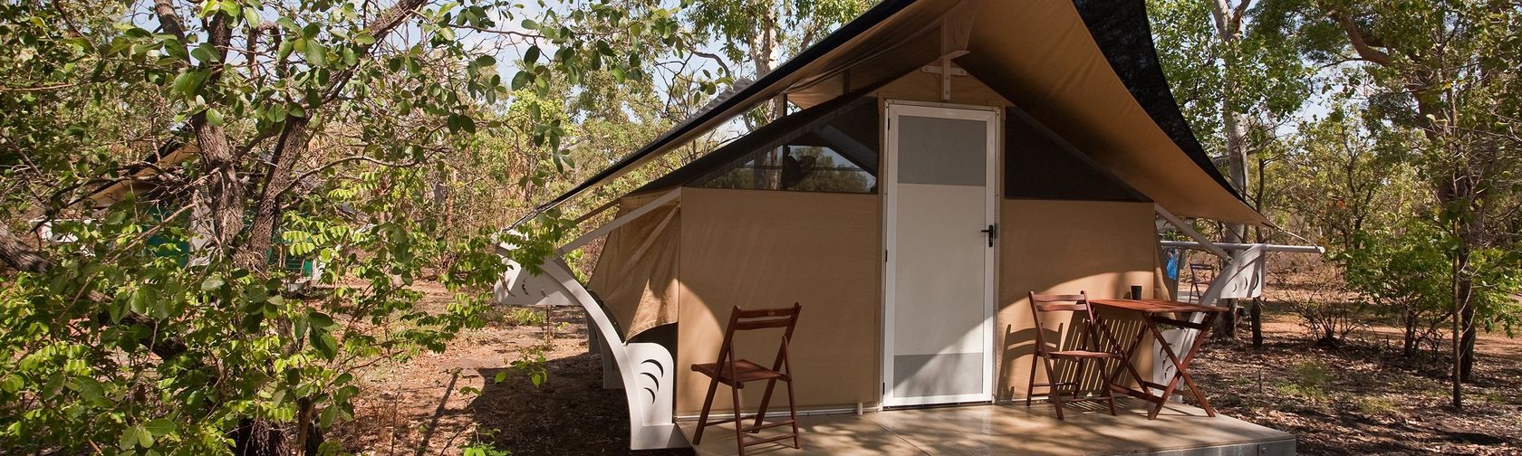 Hawk Dreaming Wilderness Lodge ensuite cabin. Kakadu Cultural Tours. Photo: Flemming Bo Jensen