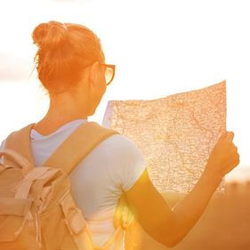 Woman studying map