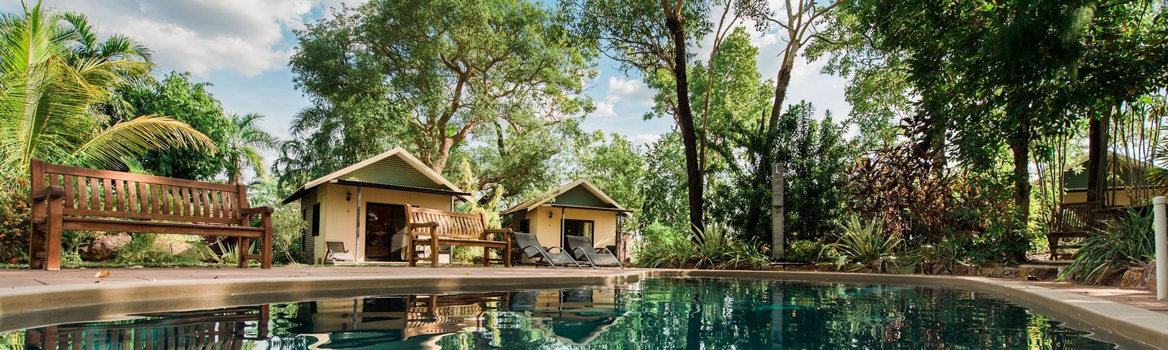 Pool bungalows at Mary River Retreat. Photo: Mary River Retreat