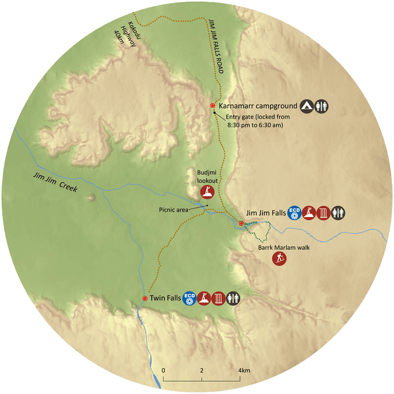 Jim Jim/Twin Falls region map.